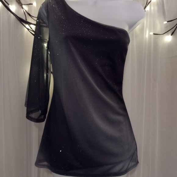 One Shoulder Smoky Shimmery Blouse - Picture 2 of 13